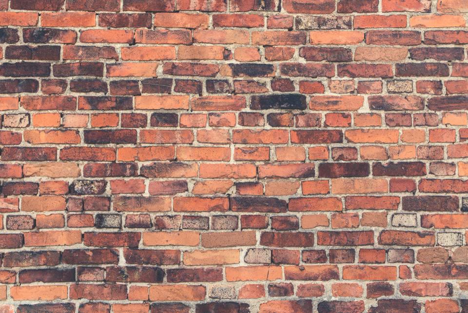 Close view of red brick and mortar joints